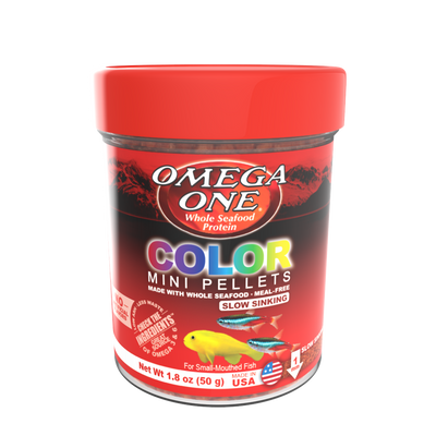 Omega One Color Slow Sinking Mini Pellet Fish Food Mini Pellets 1.8 oz 698220612815