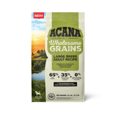 Acana Wholesome Grains Large Breed Adult Dry Dog Food Chicken & Turkey 22.5 lb 064992723361