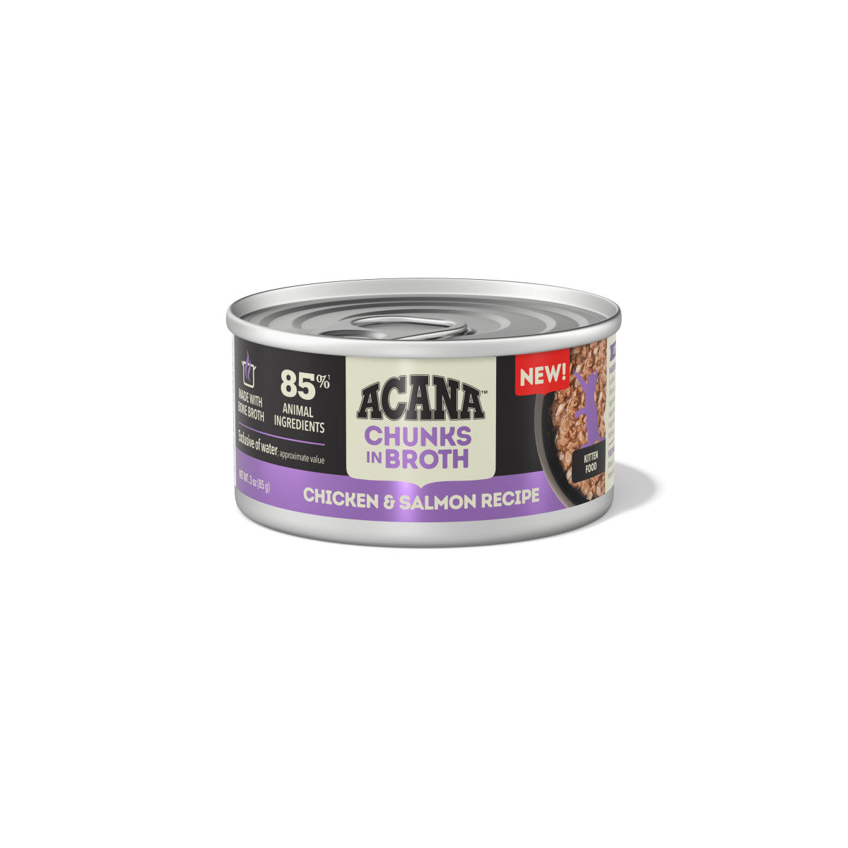 Acana Chunks in Broth Canned Kitten Food Chicken & Salmon 24ea/3 oz 064992724535