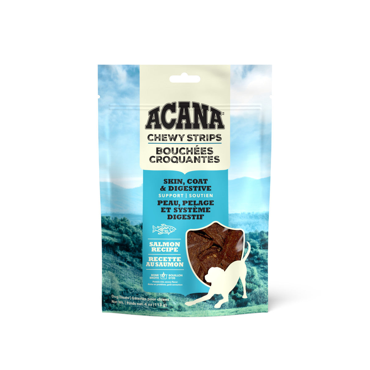 Acana Chewy Strips Skin Coat & Digestive Support Dog Treat Salmon 4 oz 064992720773