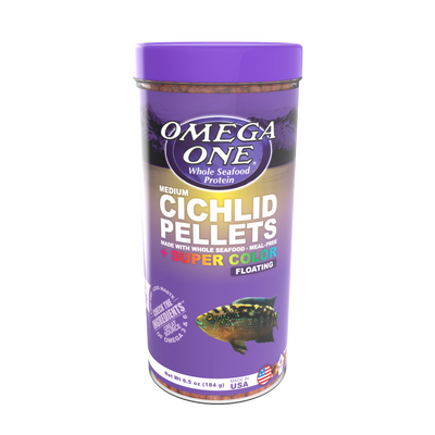 Omega One Cichlid Floating Pellet Fish Food Medium Pellets 6.5 oz 698220034310