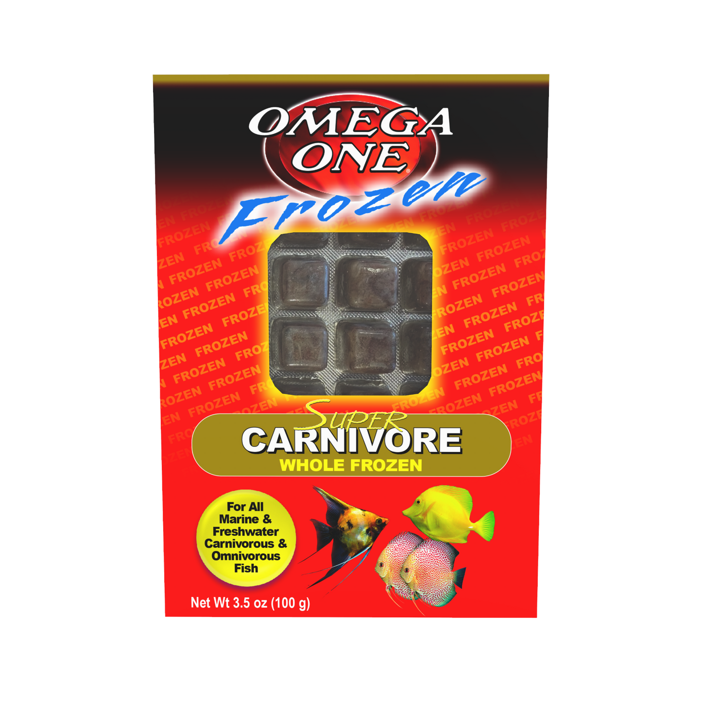 Omega One Whole Frozen Super Carnivore Cube Pack Fish Food 3.5 oz SD-5 098220061918
