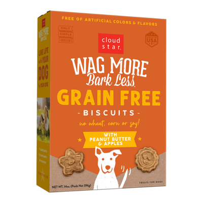 Wag More Bark Less Grain Free Oven Baked Treat Peanut Butter & Apple 14OZ {L+1x}