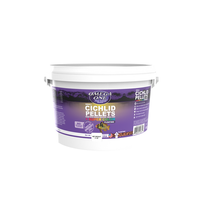 Omega One Cichlid Floating Pellet Fish Food Small Pellets 2 lb 698220027312