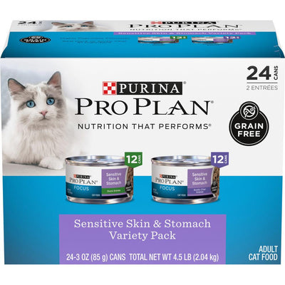 Pro Plan Grain Free Sensitive Skin & Stomach Variety Pack Cat 3 oz 24 ct