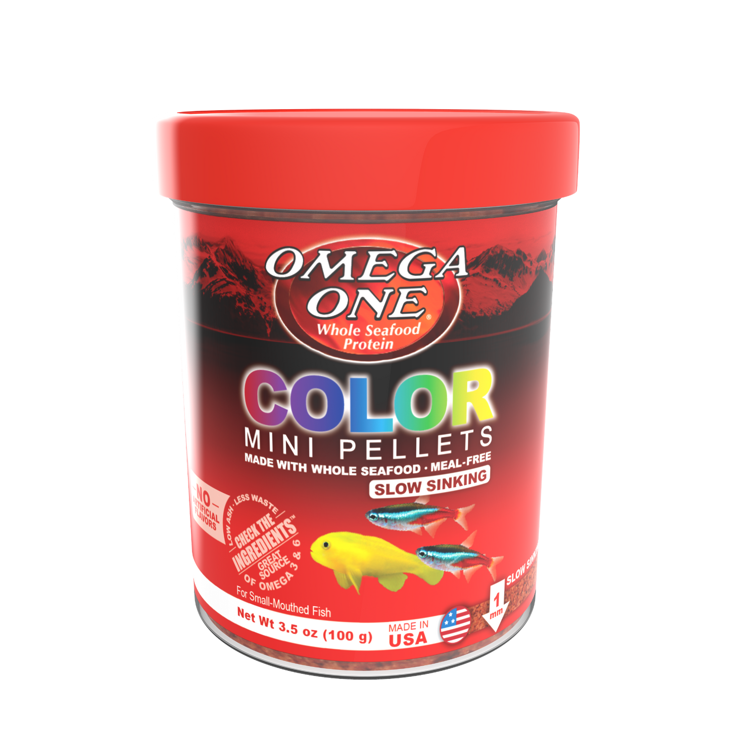 Omega One Color Slow Sinking Mini Pellet Fish Food Mini Pellets 3.5 oz 698220613812