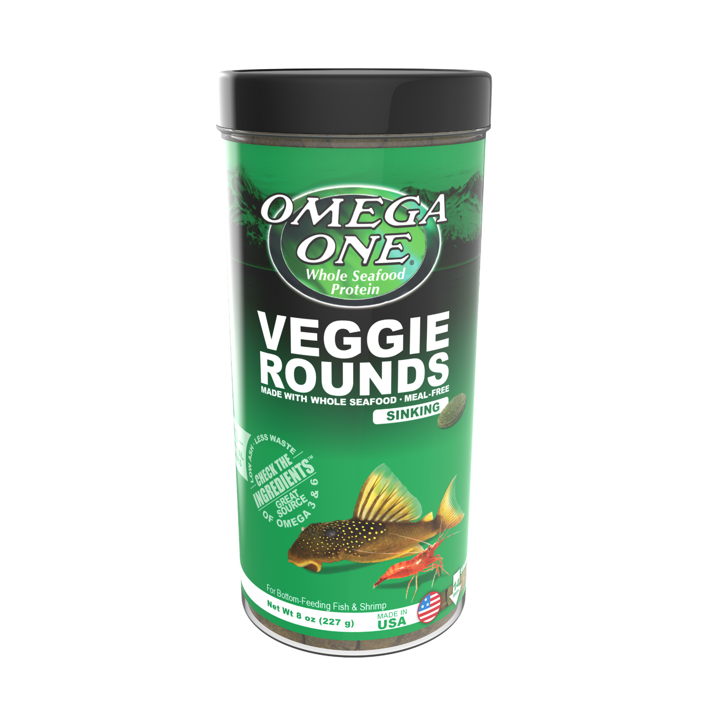 Omega One Veggie Rounds Sinking Pellet Fish Food 8.1 oz 698220054219