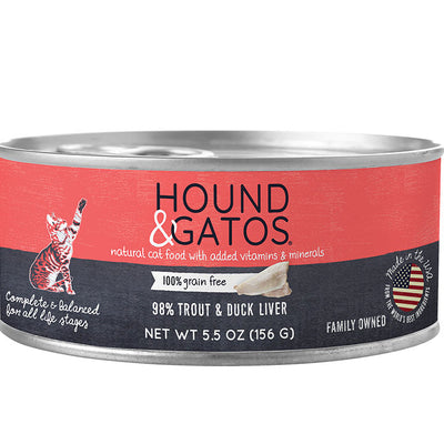 Hound & Gatos Cat Grain Free Trout Duck Liver 5.5oz 24 Pack{L+}