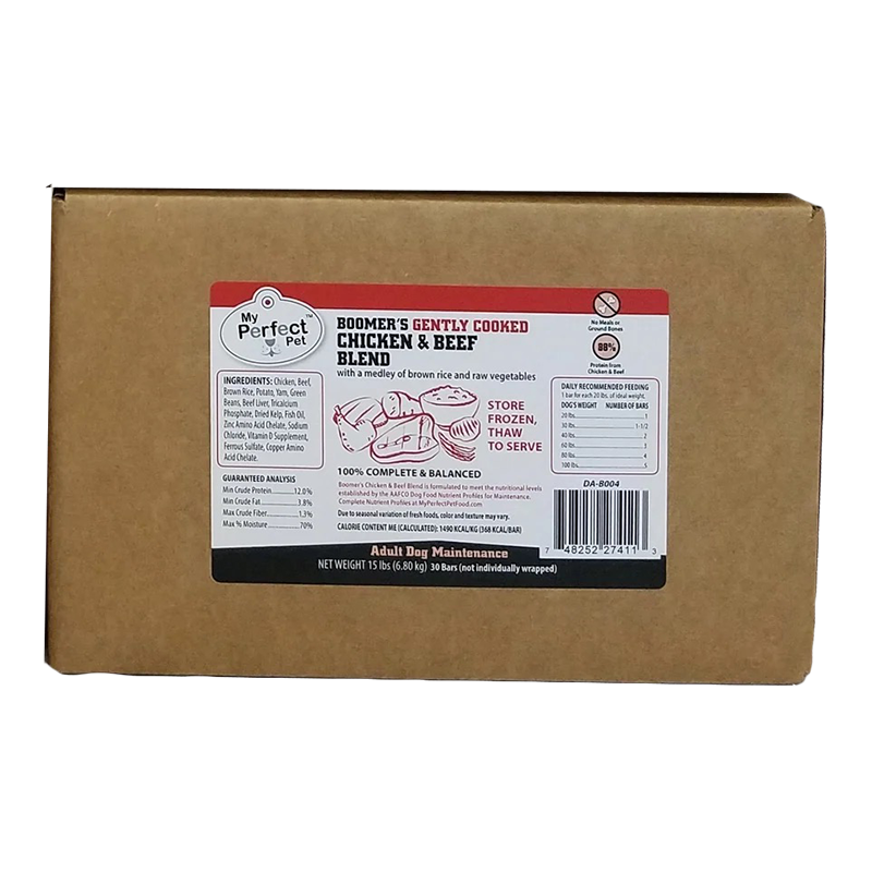 My Perfect Pet Dog Frozen Boomer's Chicken & Beef Blend 15lb / 30 ct
