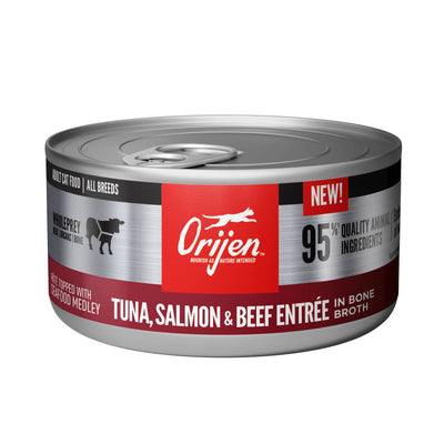 Orijen Pùté w/Shreds Canned Cat Food Seafood Medley Tuna, Salmon & Beef 24ea/3 oz 064992719395