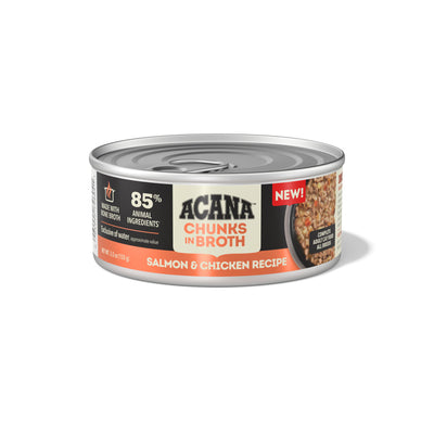 Acana Chunks in Broth Canned Cat Food Salmon & Chicken 12ea/5.5 oz 064992726041