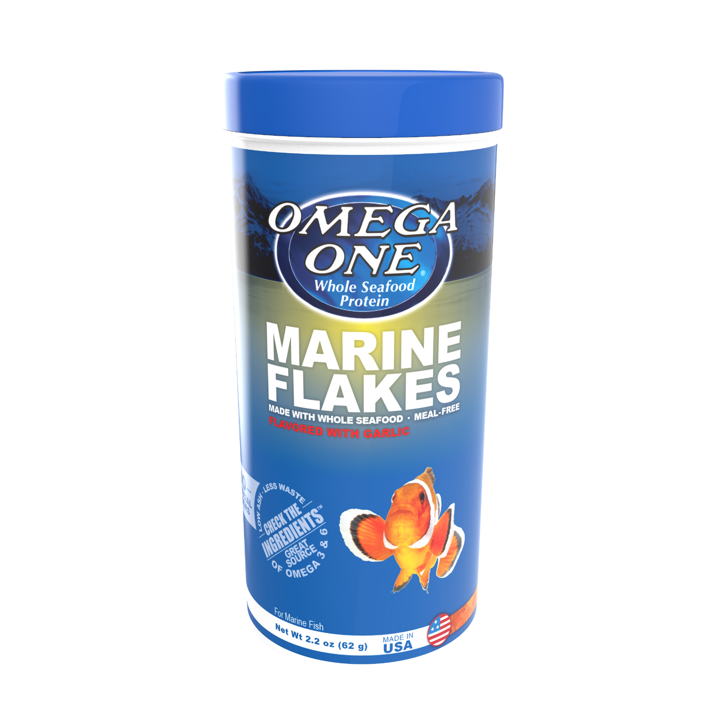 Omega One Marine Flakes Fish Food 2.2 oz 698220014817