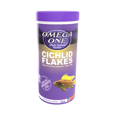 Omega One Cichlid Flakes Fish Food 2.2 oz 698220014312