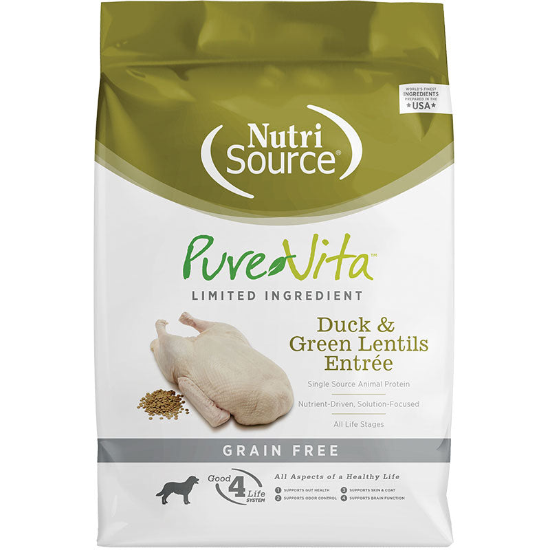 NutriSource Pure Vita Grain Free Duck & Green Lentils 5lb {L+1x}