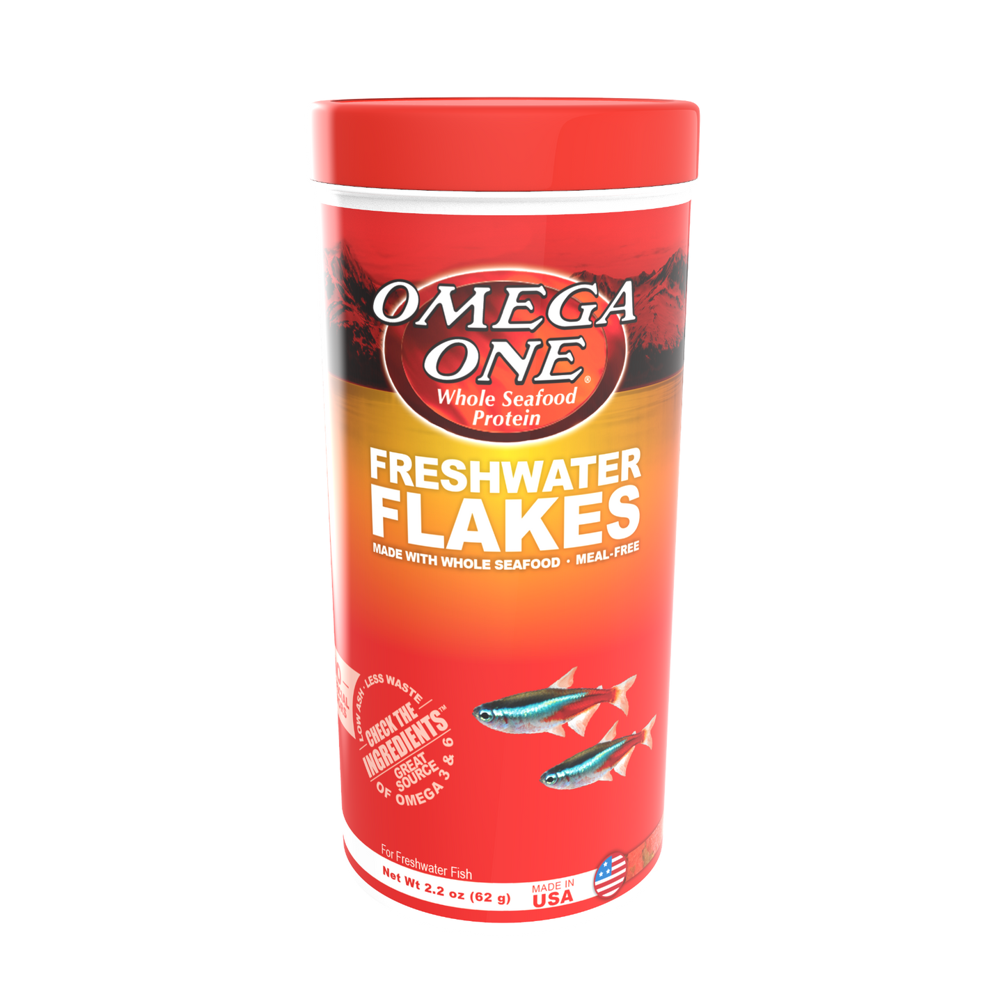 Omega One Freshwater Flakes Fish Food 2.2 oz 698220014114