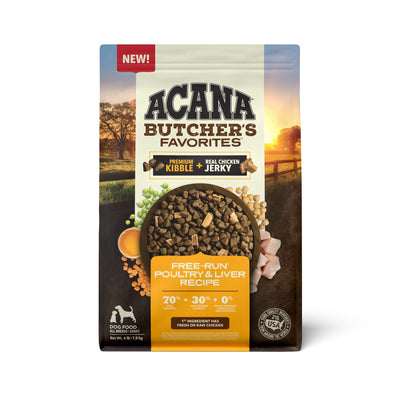 Acana Butcher’s Favorites Dry Dog Food Free-Run Poultry & Liver 4 lb 064992723385