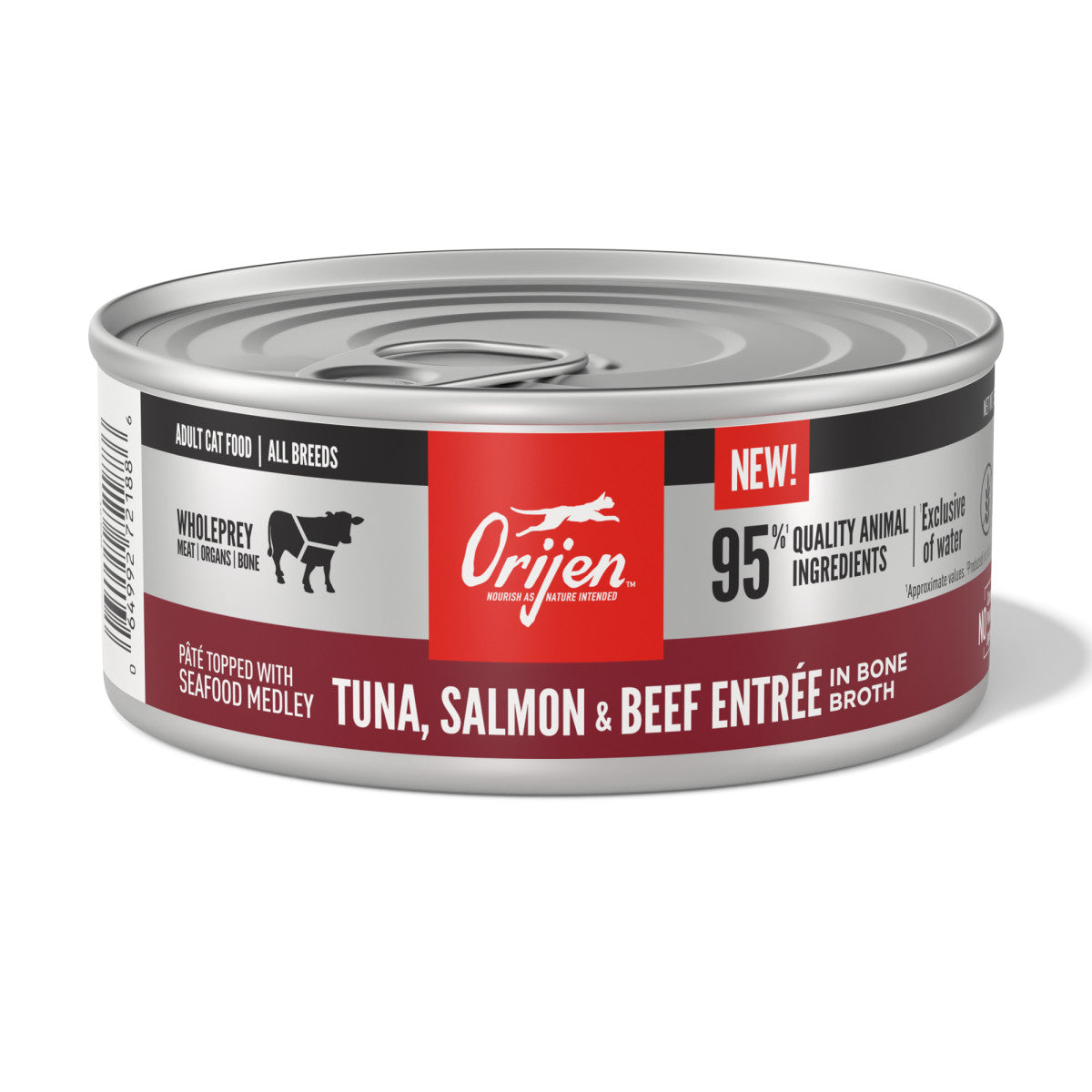 Orijen Pâté w/Shreds Canned Cat Food Seafood Medley Tuna, Salmon & Beef 12ea/5.5 oz 064992721886