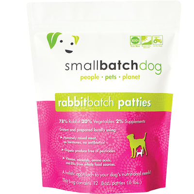 Small Batch Dog Frozen Rabbit Patties 6lb {L-x} SD-5 736211081063