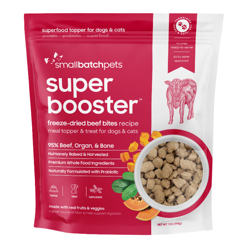 Small Batch Dog Cat Freeze-Dried Super Booster Beef 7oz {L+x}