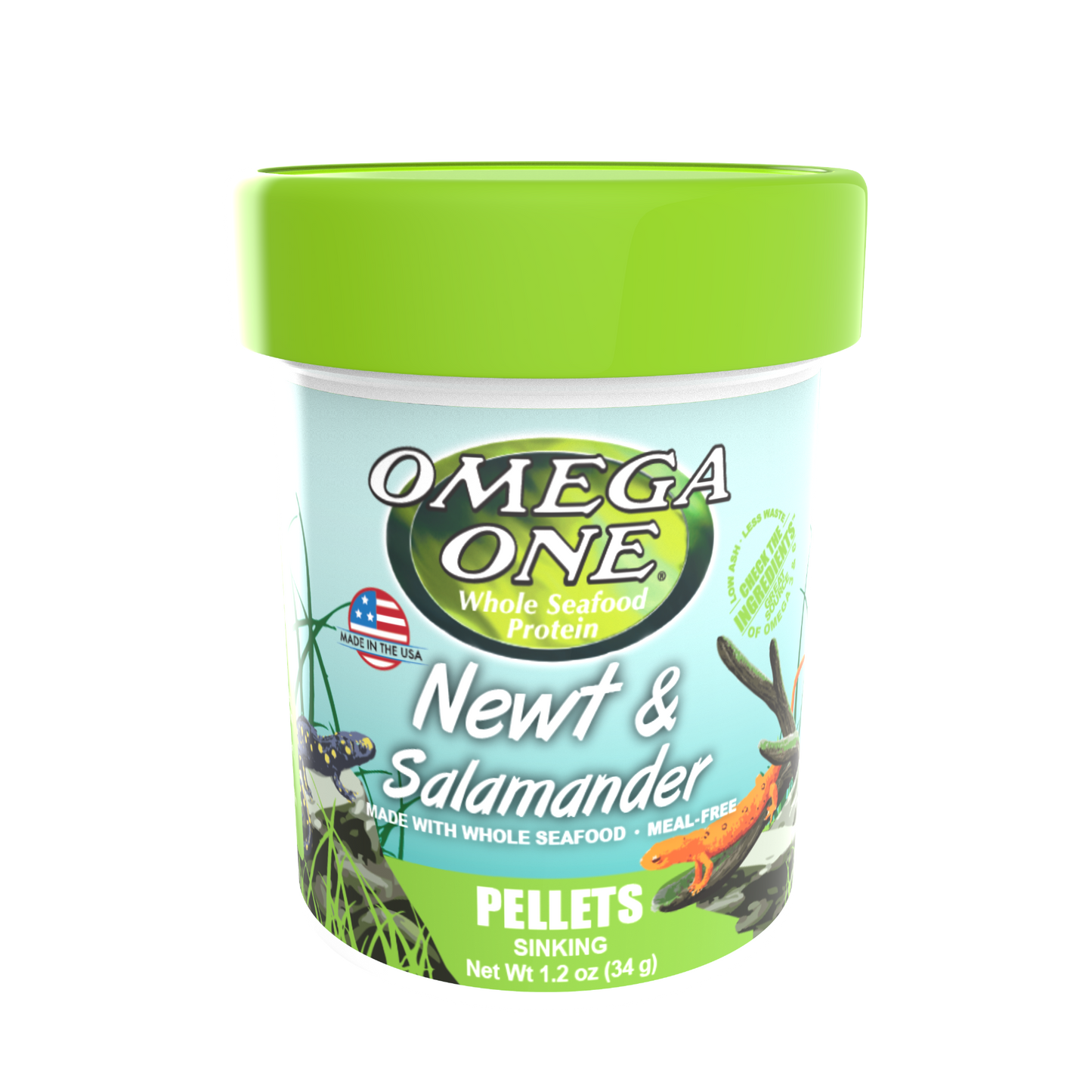 Omega One Newt & Salamander Sinking Pellet Food 1.2 oz 698220631113