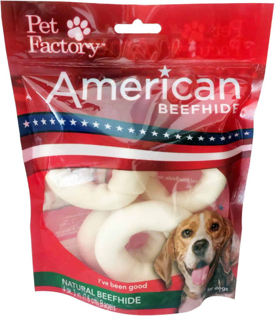 Pet Factory Beefhide Bagel 3" 4pck 949180