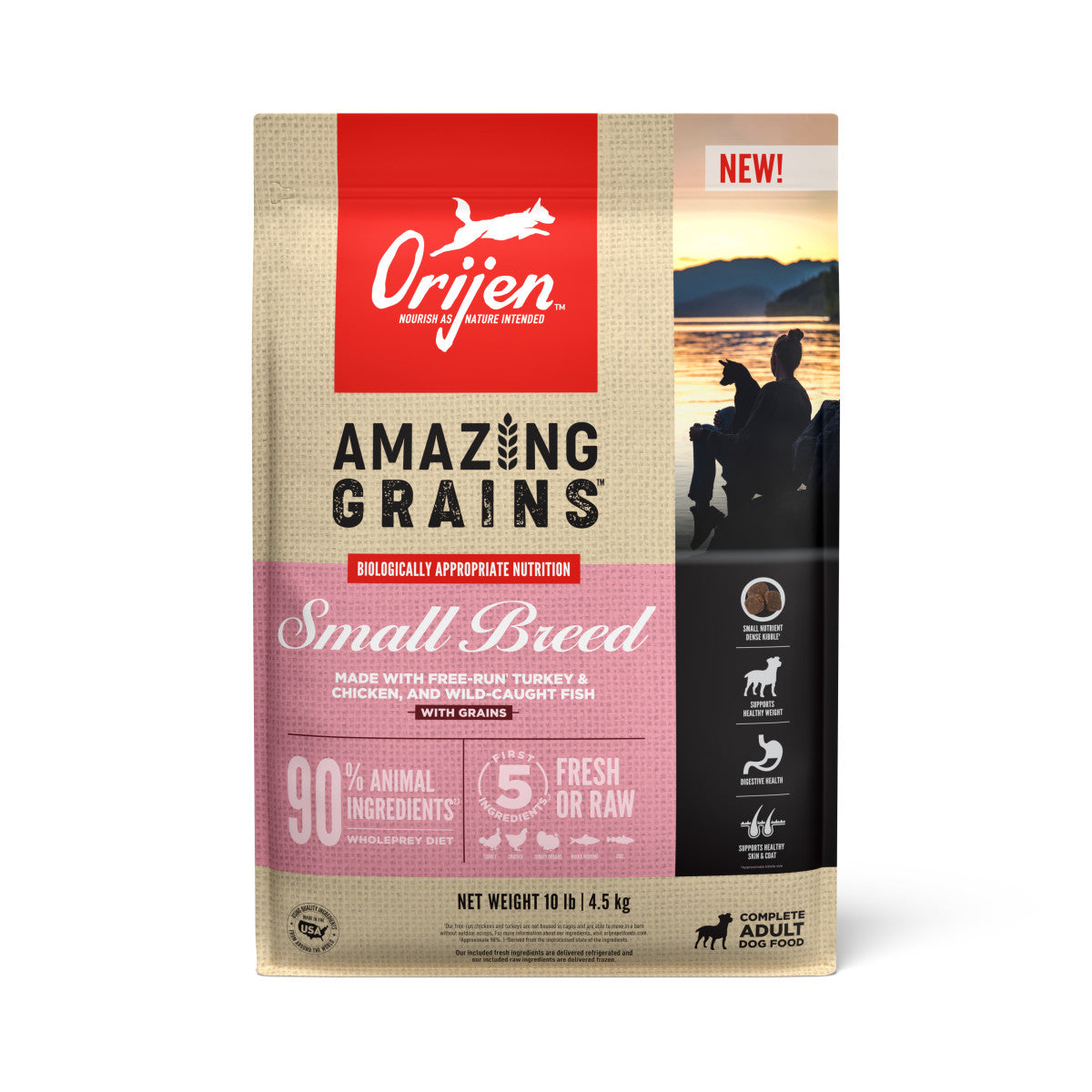 Orijen AMAZING GRAINS Small Breed Dry Dog Food Turkey, Chicken & Fish 10 lb 064992724306