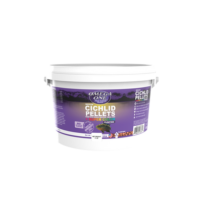 Omega One Cichlid Floating Pellet Fish Food Medium Pellets 2 lb 698220037311