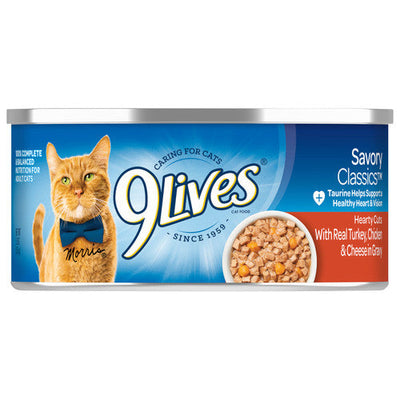 9Lives Hearty Cuts Wet Cat Food Turkey Chicken & Cheese in Gravy 5.5oz