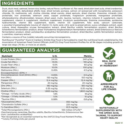 NutriSource Pure Vita Duck / Cranberry Dry Dog Food 4lb