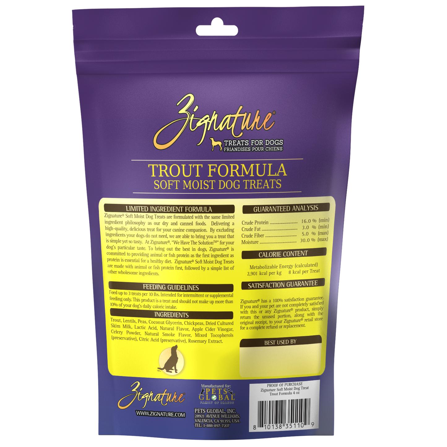 Zignature Trout Soft Moist Treats For Dog 4 oz