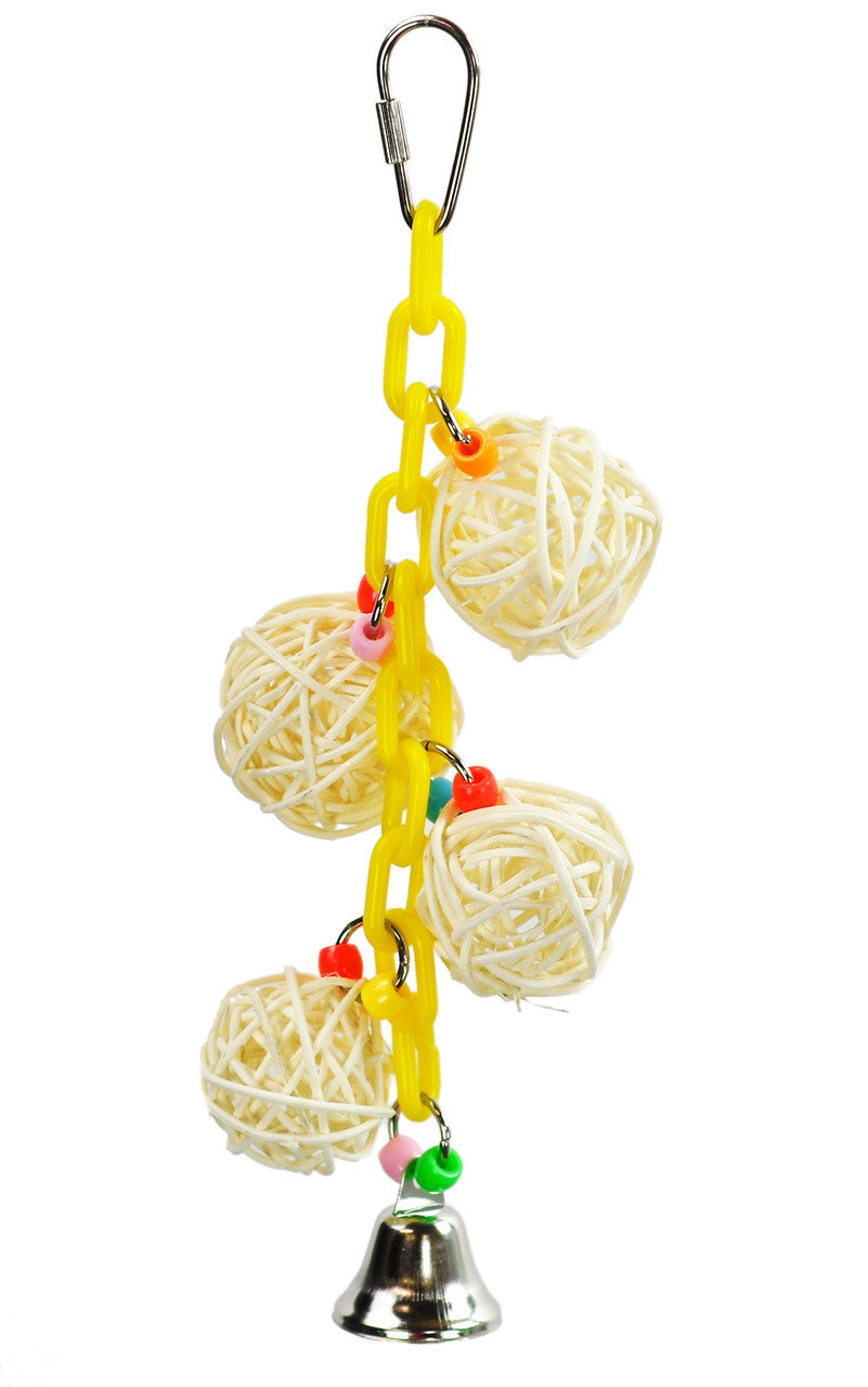 A & E Cages 4 Vine Balls on Chain with Bell Bird Toy