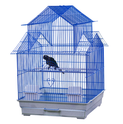 A & E Cages House Top Bird Cage in Retail Box Blue 18 Inches X
