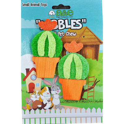 A & E Cages Nibbles Small Animal Loofah Chew Toy Barrel Cactus