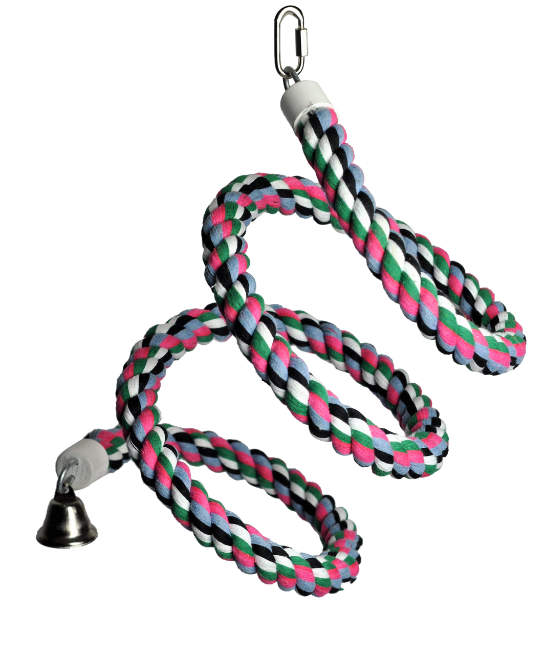 A & E Cages Rainbow Cotton Rope Boing with Bell Bird Toy MD
