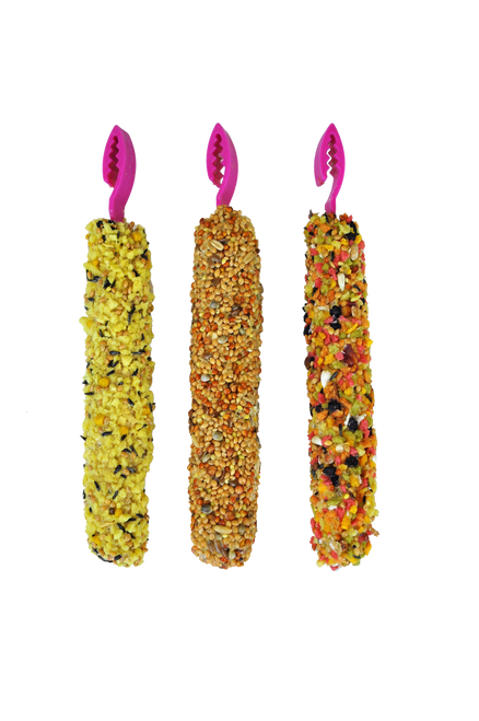 A & E Cages Smakers Snack 3 - in - 1 Mix Treat Stick for Parakeets 4.59 oz 3 Count - Bird