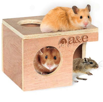 A & E Cages Small Animal Hut Hamster/Gerbil Wood 6 1/4 inches X 5 1/8 inches X 4 1/2 inches