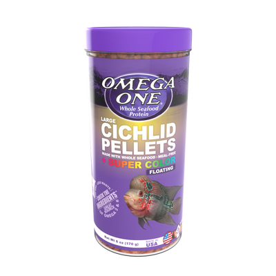 Omega One Cichlid Floating Pellet Fish Food Large Pellets 6 oz 698220044319