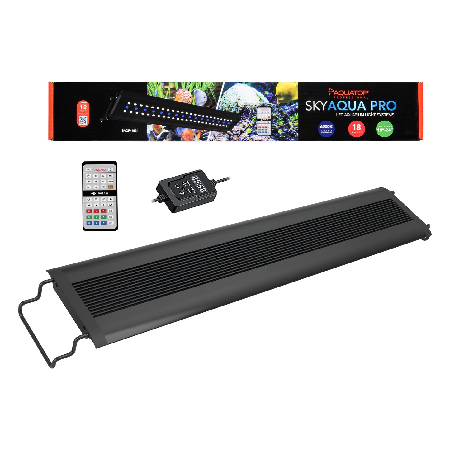Aquatop SkyAqua Pro LED Light Fixture with IR Remote 6500K 18 W, 18-24 in 810074880572