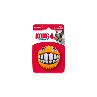 KONG Grinz Puffer Fish Dog Toy Orange Small 035585492100