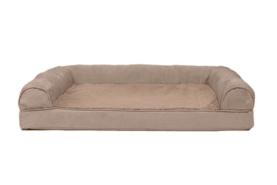 Fur Haven Pet Products Plush & Suede Sofa Orthopedic Pet Bed Almondine Large 842229125733