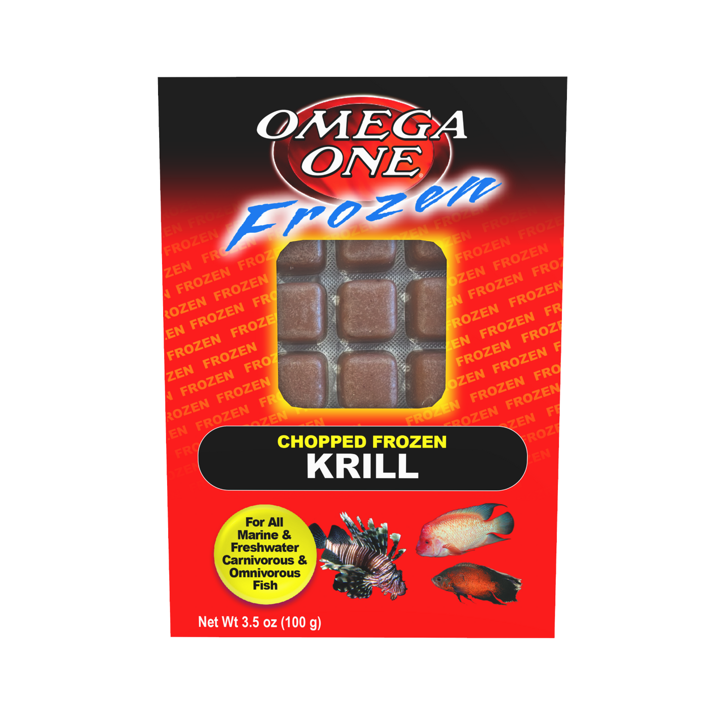 Omega One Chopped Frozen Krill Cube Pack Fish Food 3.5 oz SD-5 098220061413
