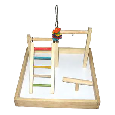 A & E Cages Happy Beaks Wood Tabletop Play Station 17In X 17In X 12 in 644472990959
