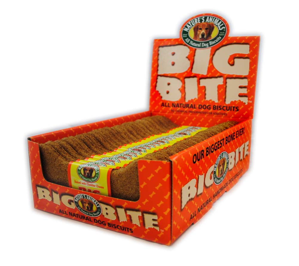 Natures Animals Big Bite All Natural Dog Biscuit Display Cheddar Cheese 8 in, 24 ct 758632002458