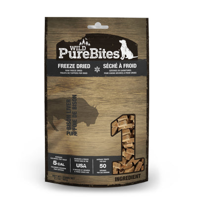 PureBites Wild Raw Freeze Dried Dog Treats Bison Liver 2.1 oz 878968003407