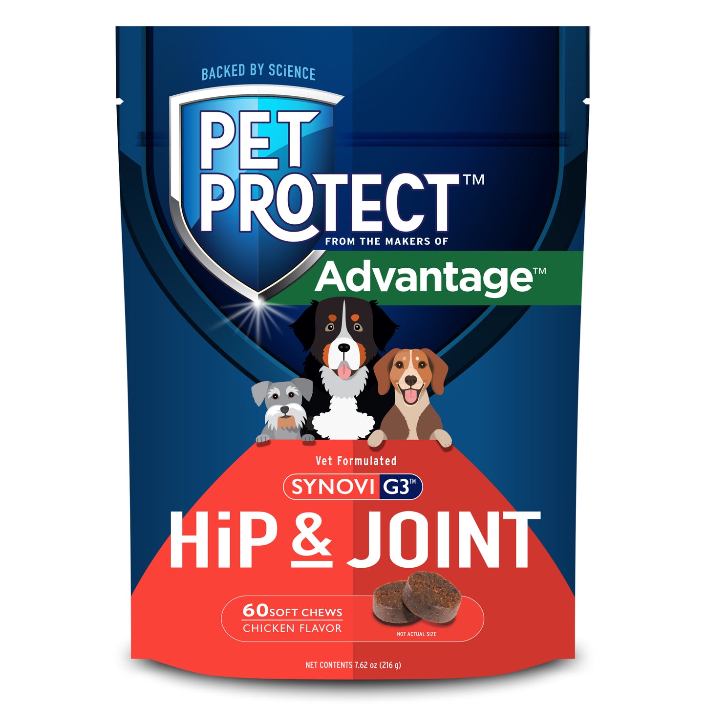 Elanco Pet Protect Advantage Hip & Joint Dog Supplement Chicken 60 ct 727804001445