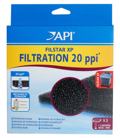 API Filstar Coarse Filtration Foam 20 PPI Black 2 Pack - Aquarium