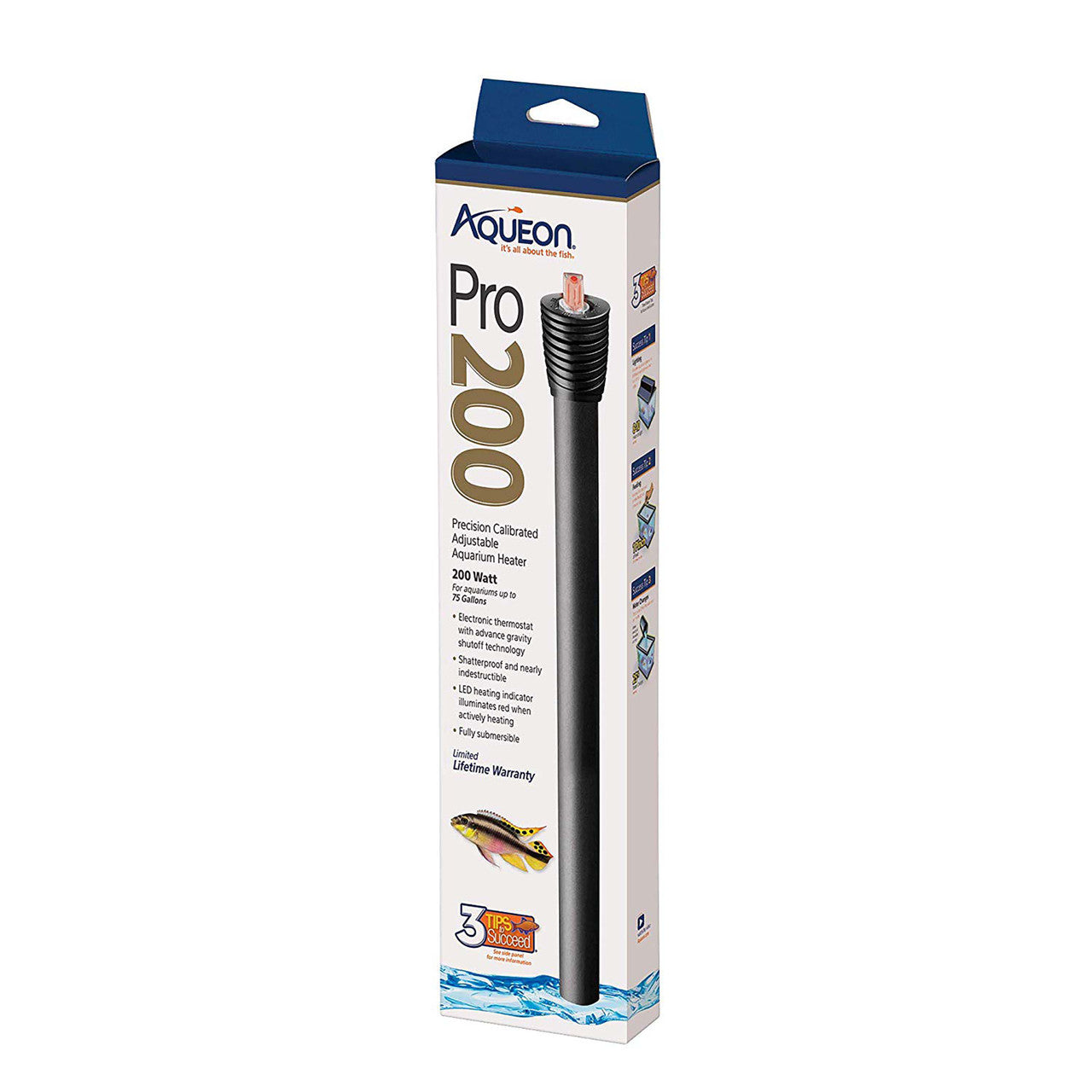 Aqueon Adjustable PRO Aquarium Heater Up to 75 Gallons, 200 Watts