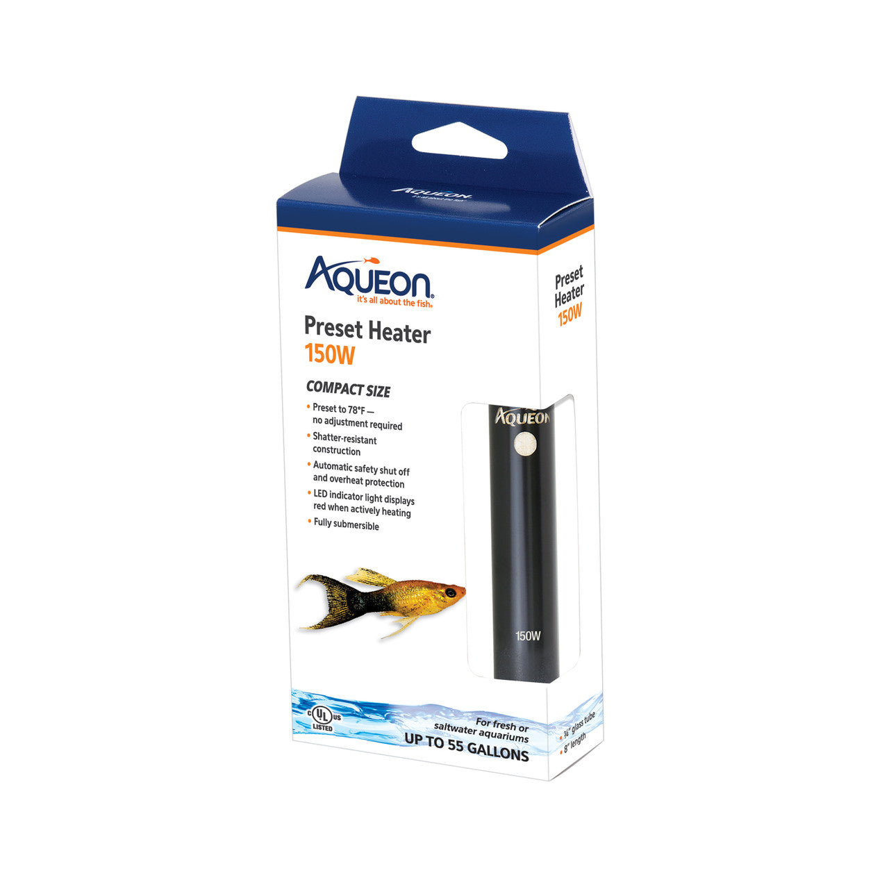 Aqueon Preset Aquarium Heater Black, 150 Watts