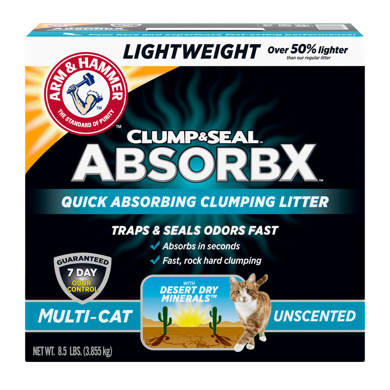 Arm & Hammer Clump & Seal AbsorbX Lightweight Multi-Cat Unscented Litter 8.5lb