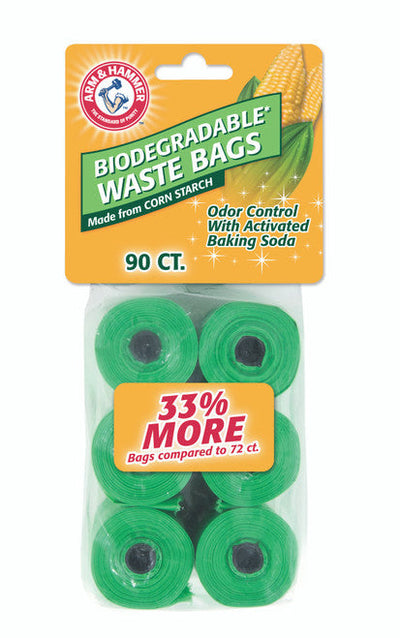 Arm & Hammer Disposable Corn Starch Waste Bags Refills Green 90 Count - Dog